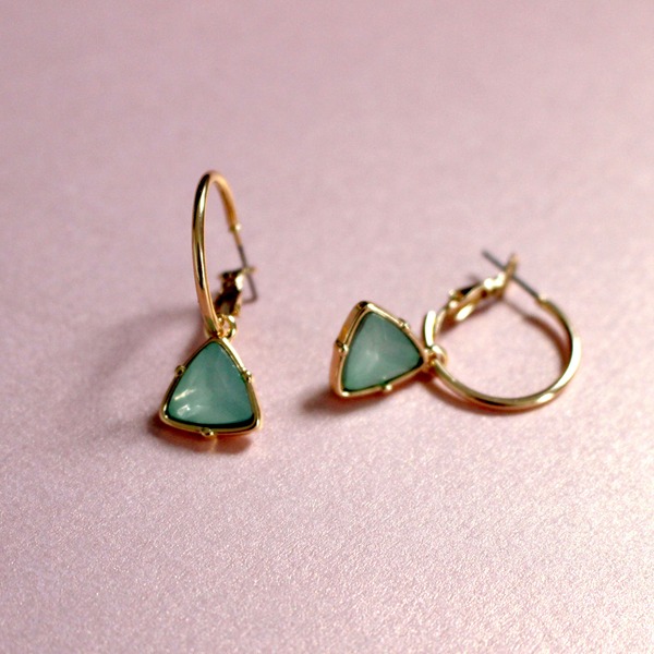Luxe Tones Women's  Holly Aqua Gem Hoop Earrings , BrandAlley