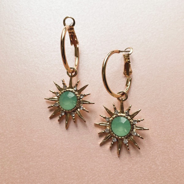 Luxe Tones Women's  Solina Aqua Gem Hoop Earrings , BrandAlley