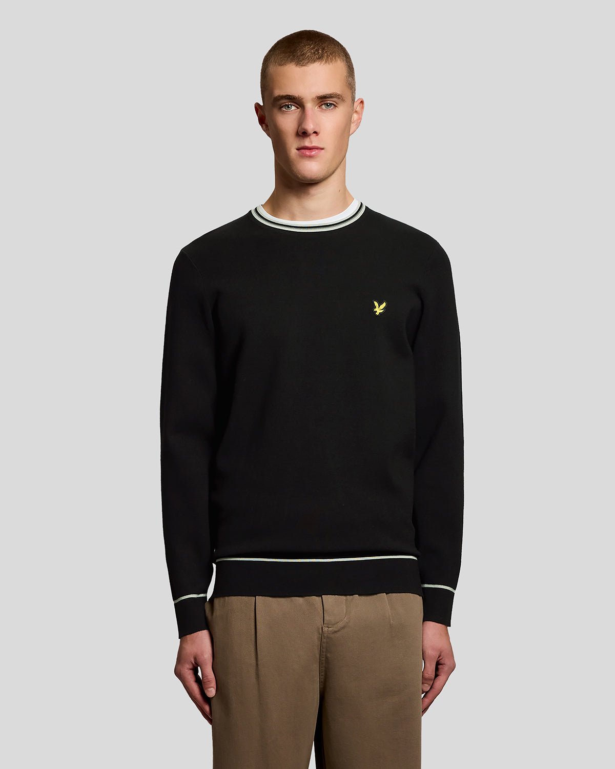 Lyle & Scott Men's  Tipped Knitted Crew Neck Jumper in Size XS, BrandAlley