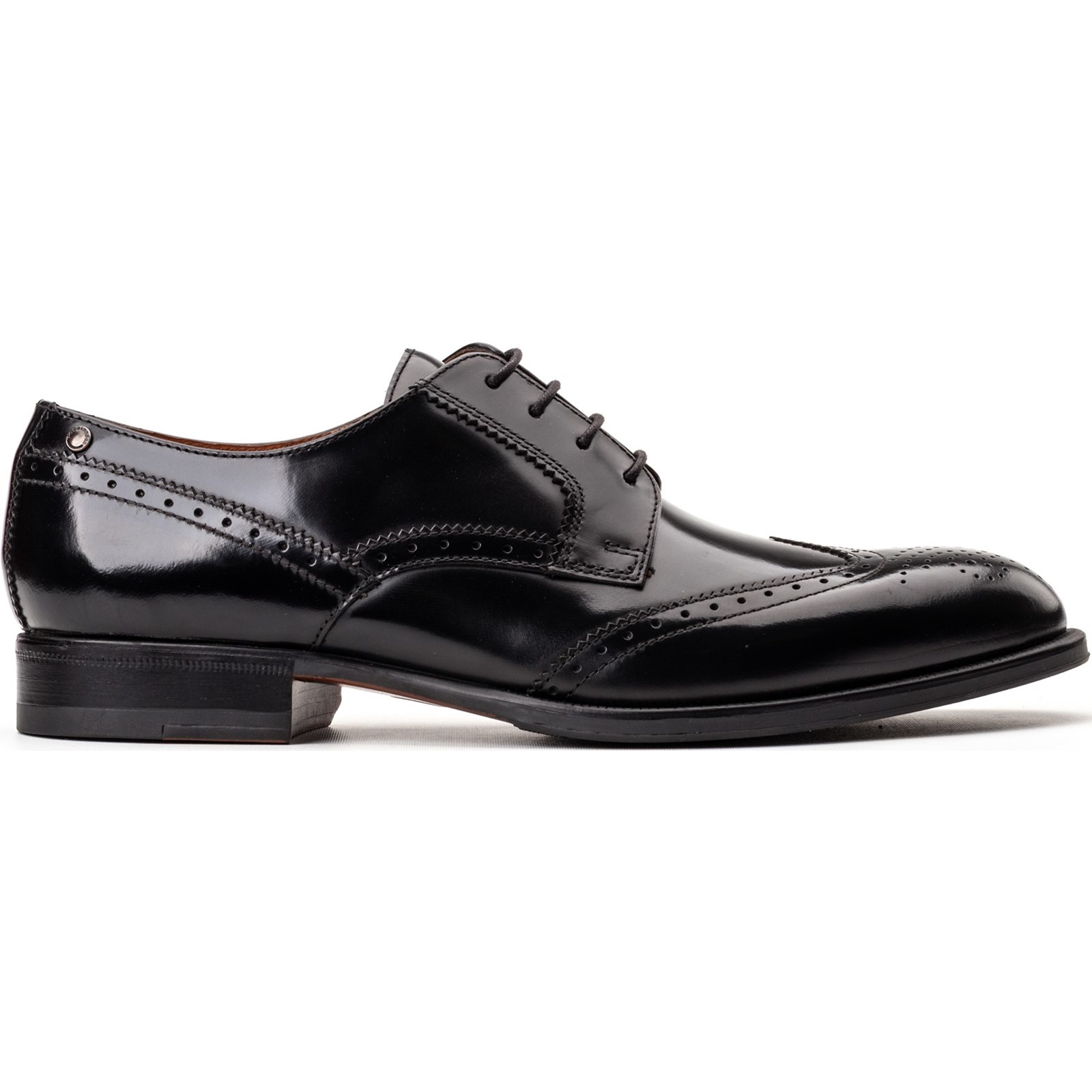 Base London Men's   Black Bell Brogue Shoe in Size 8, BrandAlley