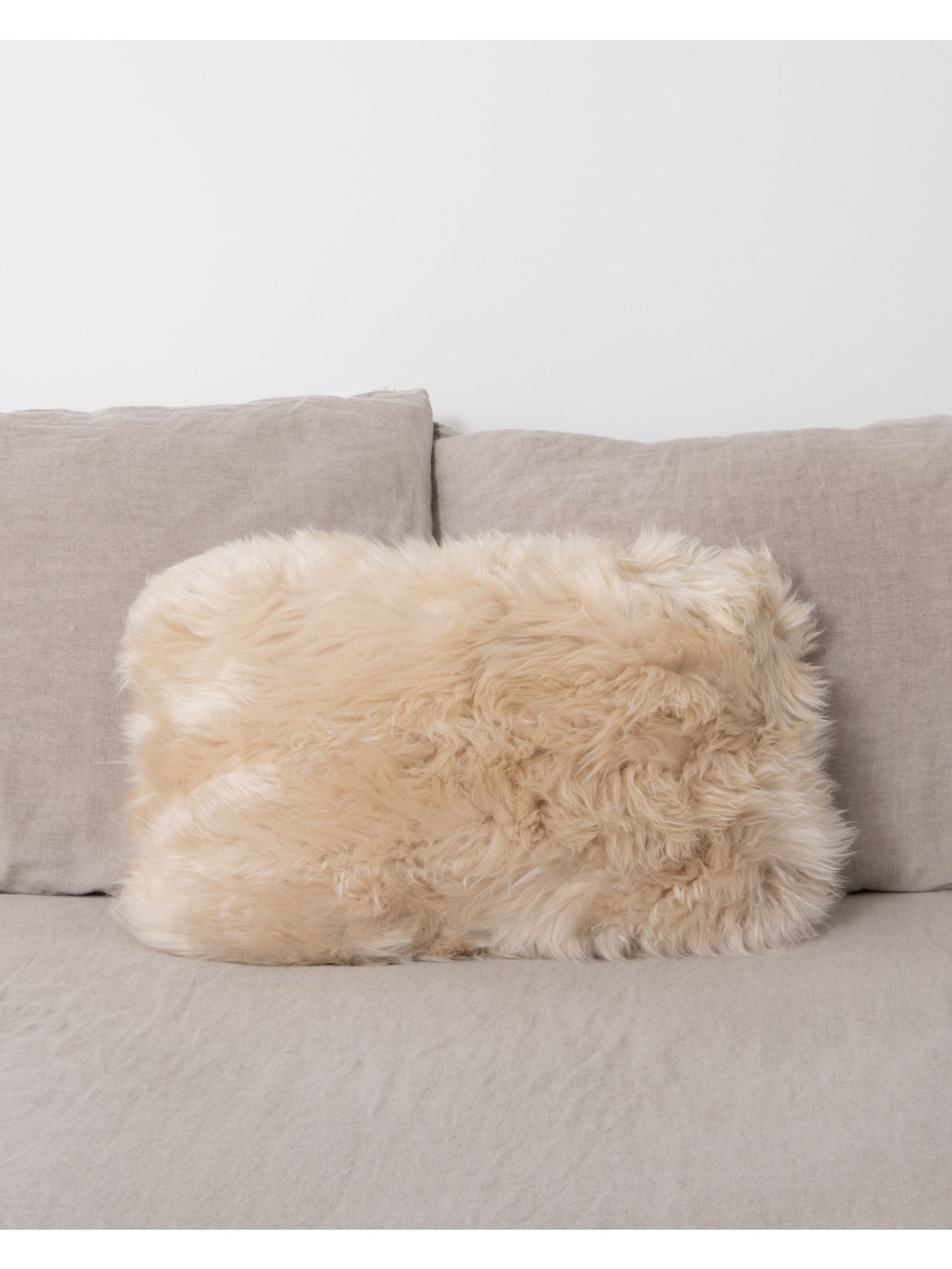 Native   Double Sided Beige Sheepskin Cushion 30x50cm in Size L, BrandAlley