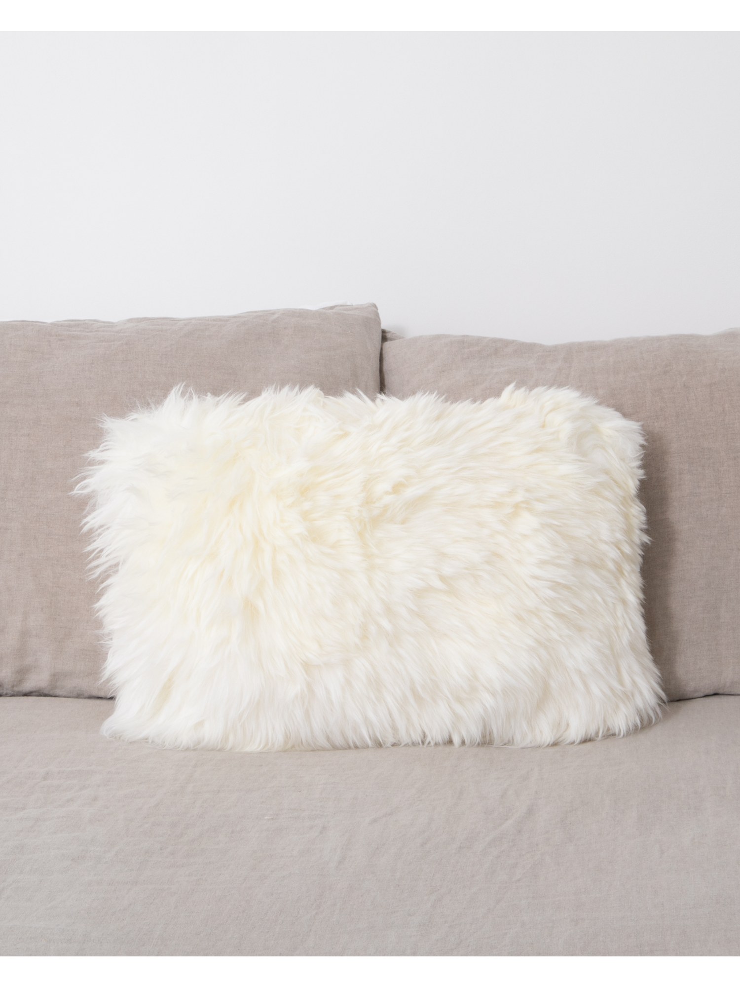 Native   Double Sided Ivory White Sheepskin Cushion 30x50cm in Size L, BrandAlley