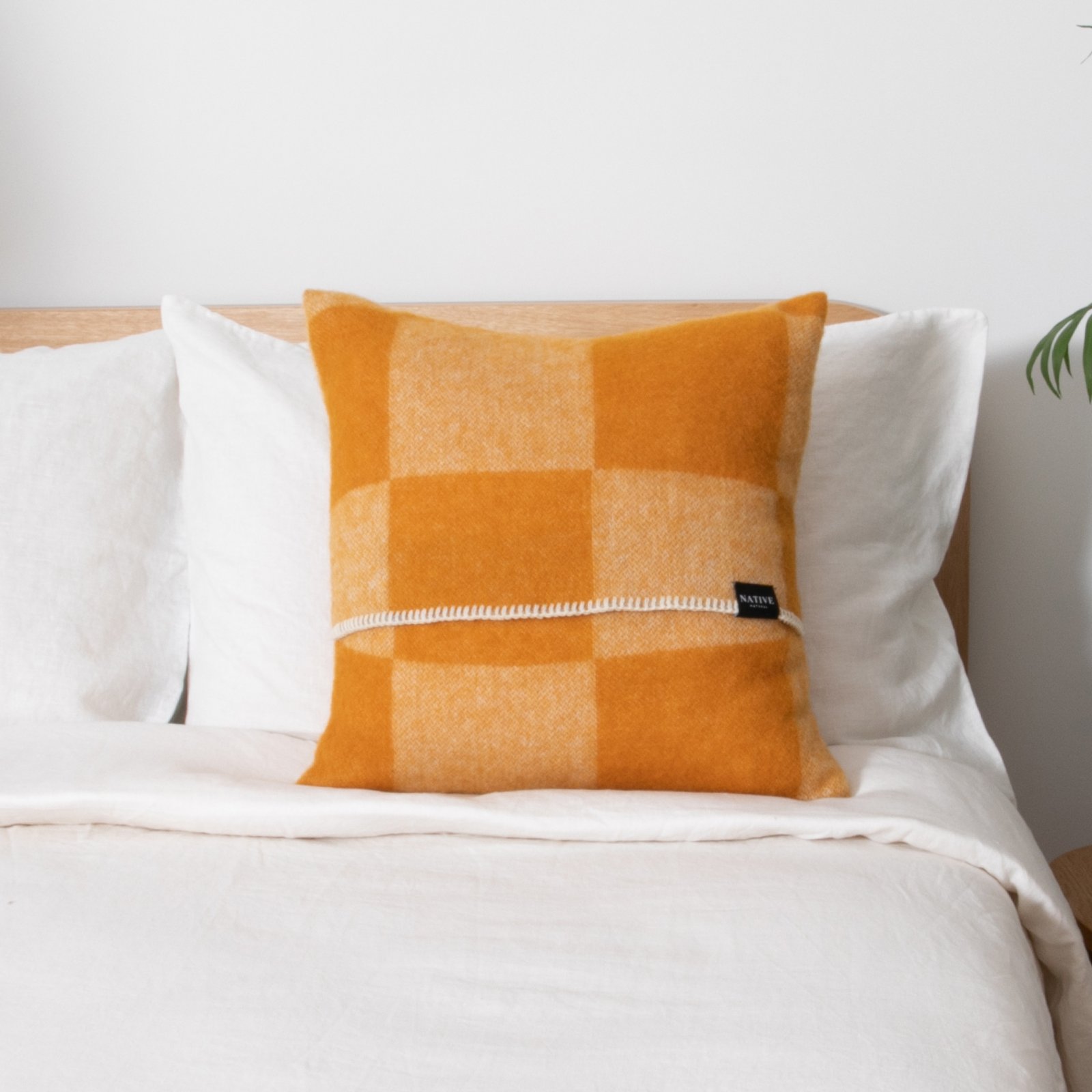 Native   Checkerboard Orange Wool Cushion 45x45cm in Size L, BrandAlley
