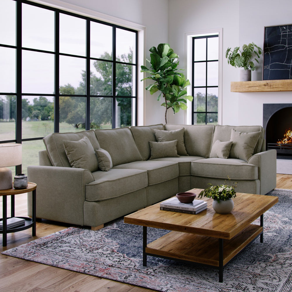 The Great Sofa Company    Beige Brown Harrogate Right Hand Corner Sofa Fossil in Size Extra Medium, BrandAlley