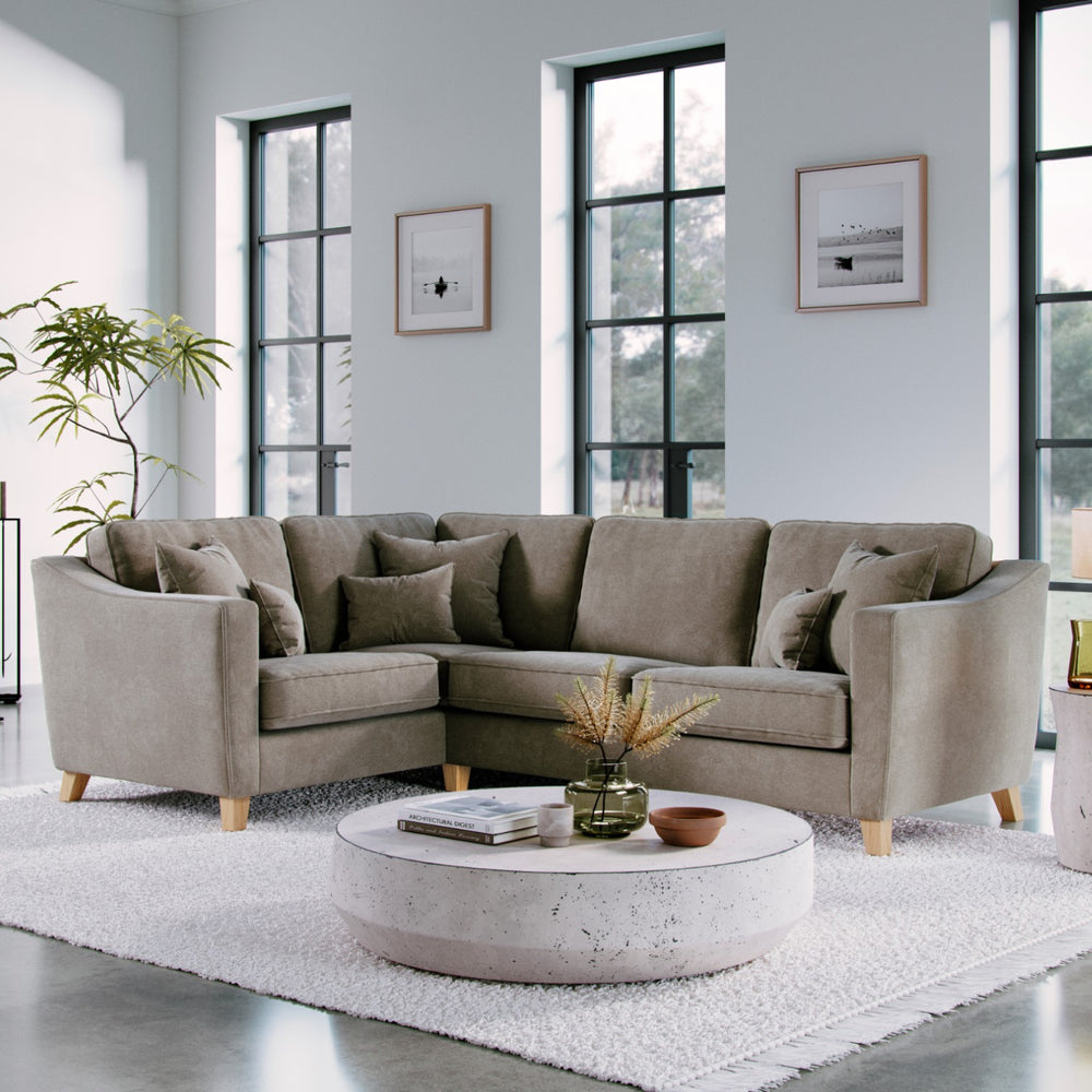 The Great Sofa Company    Beige Brown The Elton Right Hand Corner Sofa Fossil in Size Extra Medium, BrandAlley
