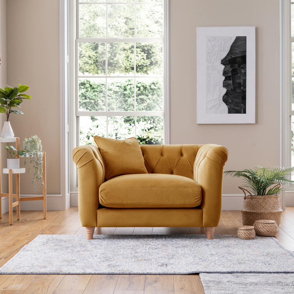 The Great Sofa Company   Soho Armchair Velvet Ochre in Size Extra Medium, BrandAlley