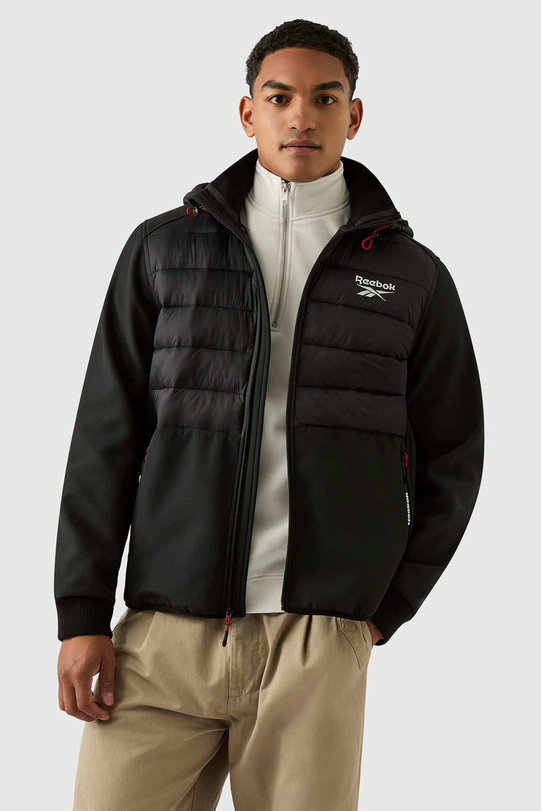 Reebok Men's   Black Mixed Media Jacket in Size S, BrandAlley