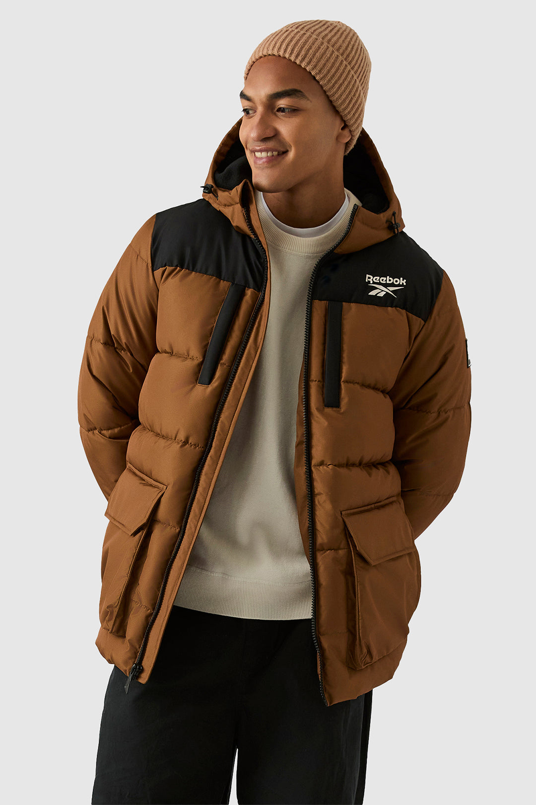 Reebok Men's   Brown Parka Puffer Jacket in Size XL, BrandAlley