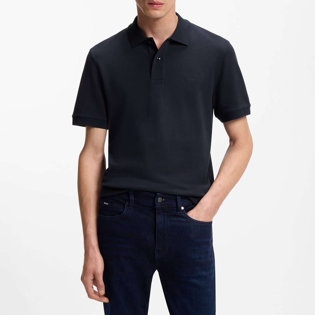 BOSS Men's   Navy Pallas Pique Polo Shirt in Size 2XL, BrandAlley