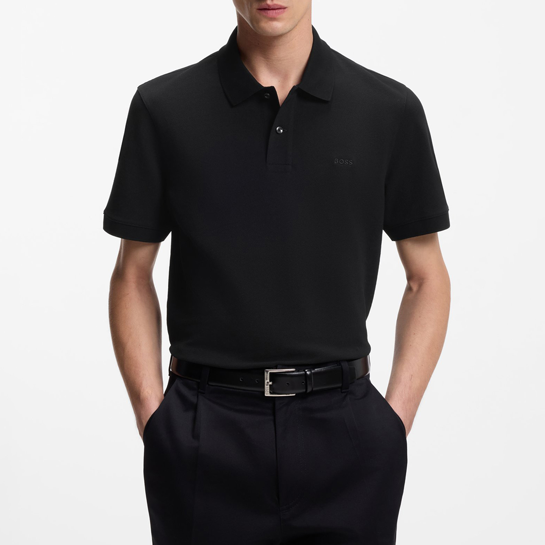 BOSS Men's  Black Pallas Pique Polo Shirt in Size L, BrandAlley