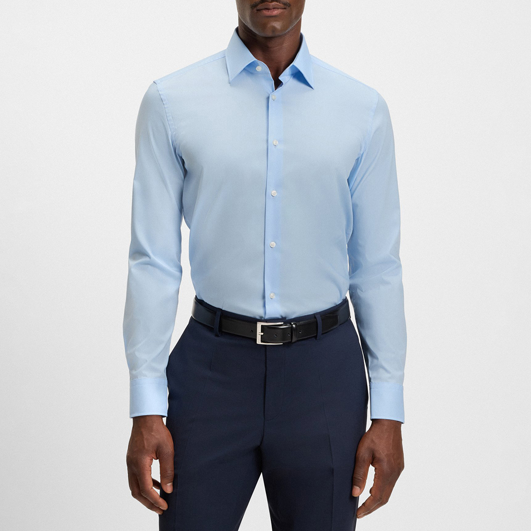 BOSS Men's  Blue Hank Slim Stretch Cotton Shirt in Size 40, BrandAlley