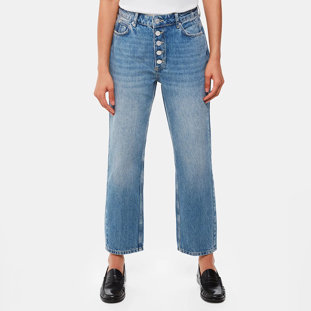 WHISTLES Women's   Blue Authentic Hollie Button Jeans in Size 29, BrandAlley