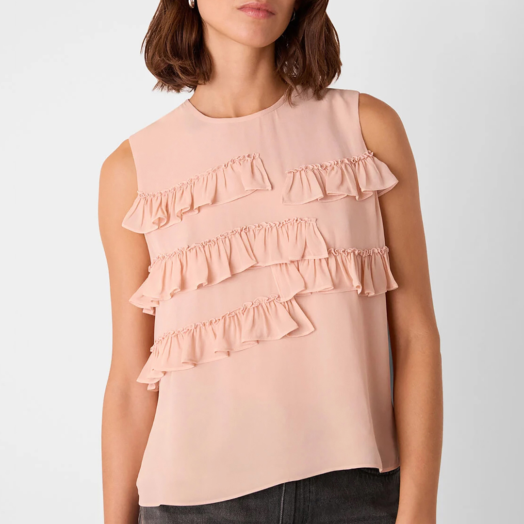 WHISTLES Women's   Pink Frill Sleeveless Top in Size 6, BrandAlley