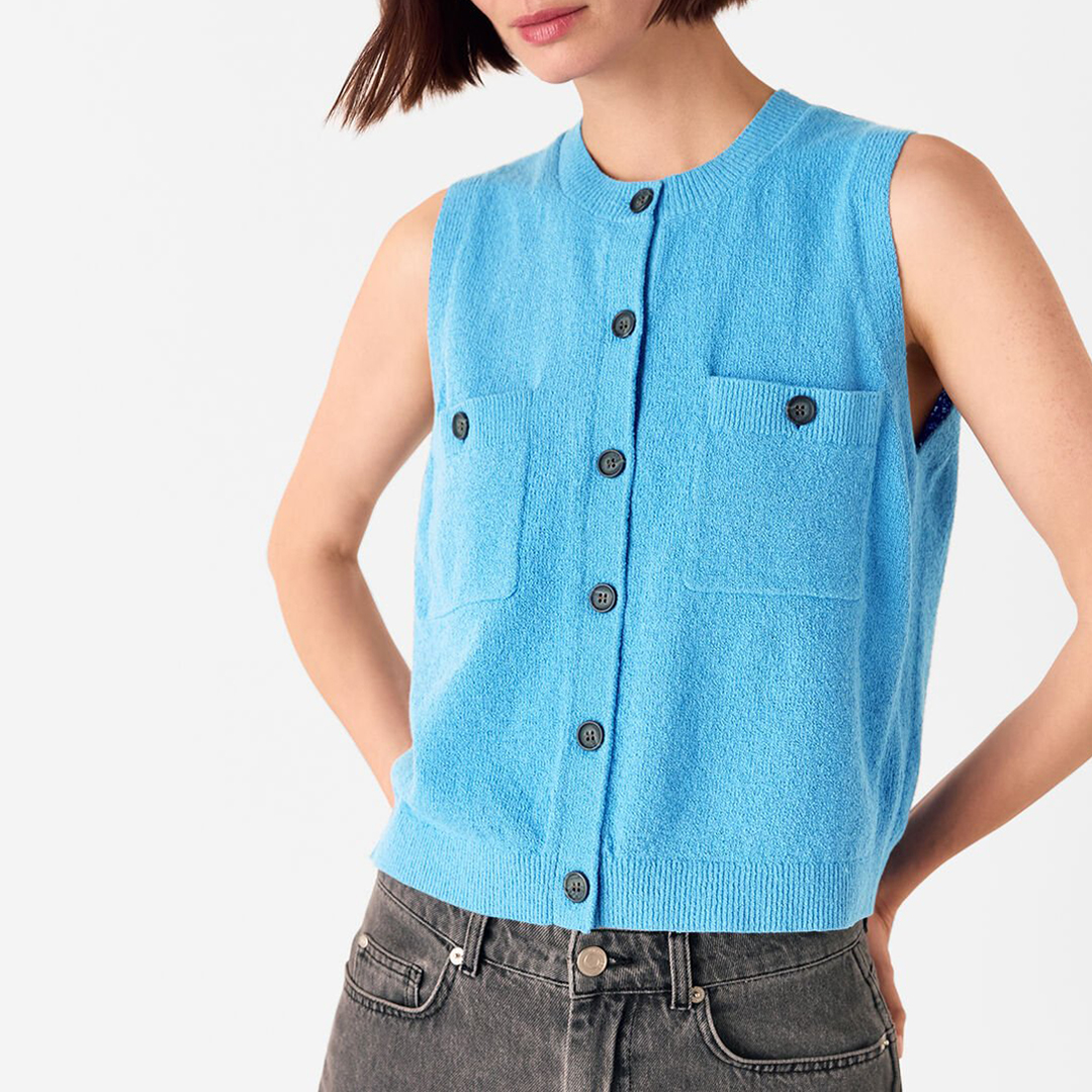 WHISTLES Women's   Blue Boucle Textured Tank in Size L, BrandAlley