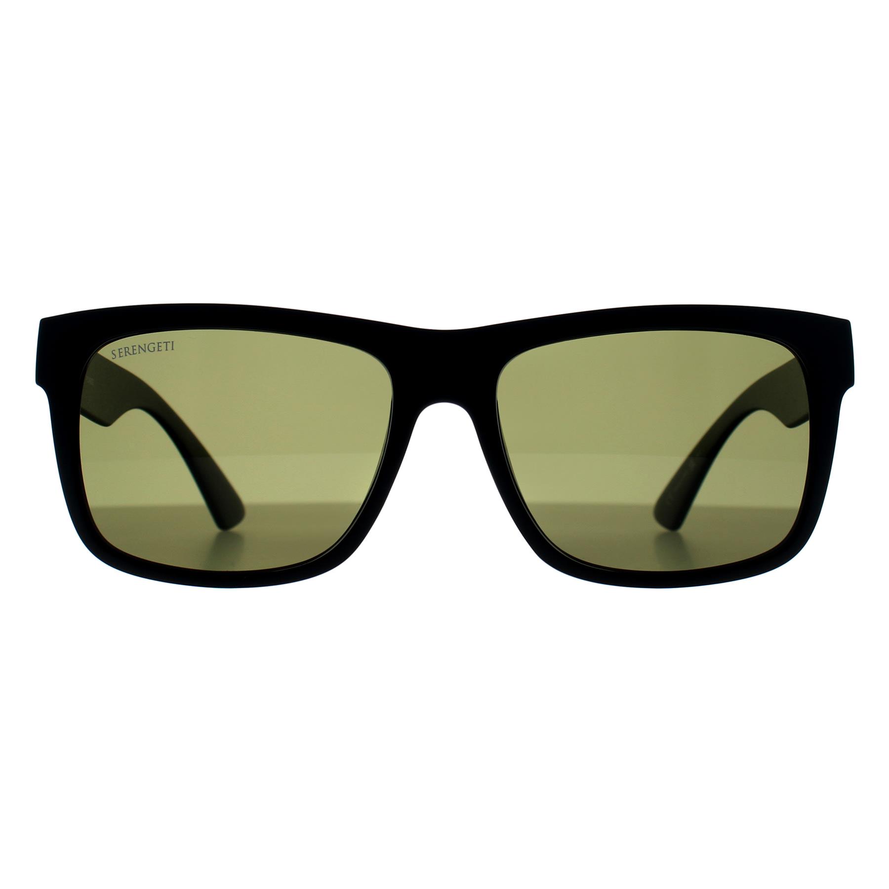 Serengeti Men's   Black Rectangle Male Green Photochromic Positano Sunglasses , BrandAlley