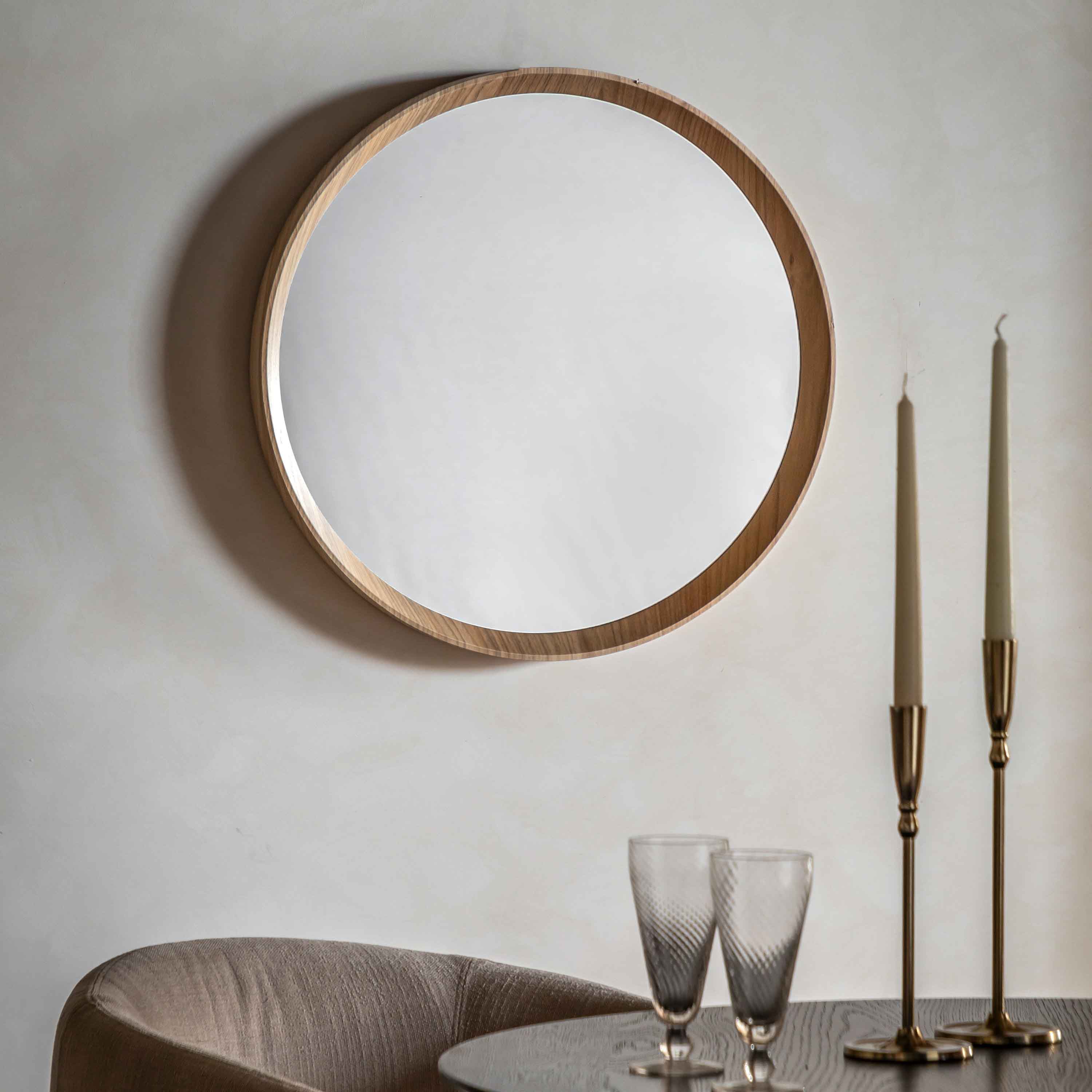 Gallery Living    Brown Cinnabar Round Mirror - 60Cm in Size 60cm, BrandAlley