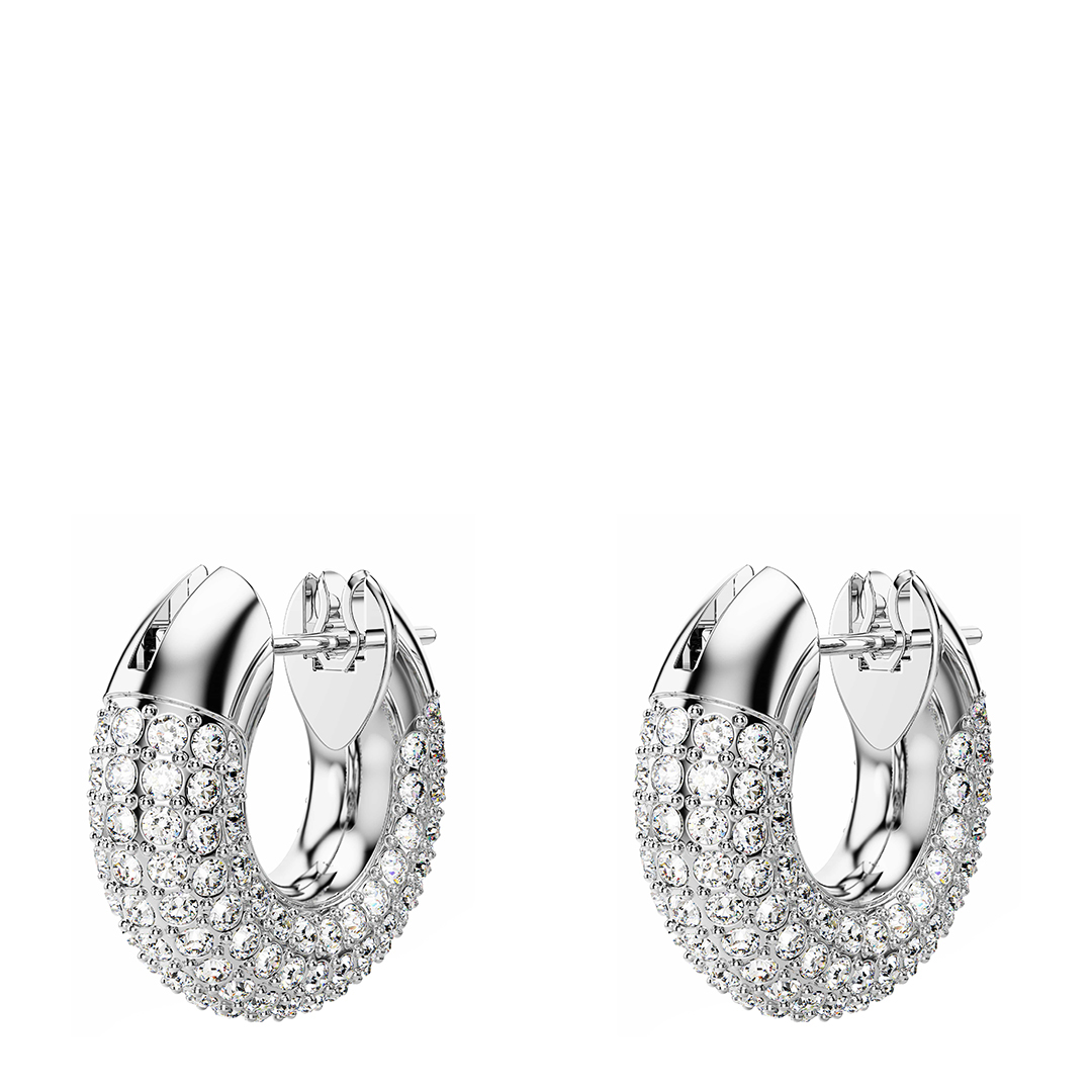 SWAROVSKI Women's  White Gold Plated Small Dextera Hoop Earrings in Size Small, BrandAlley