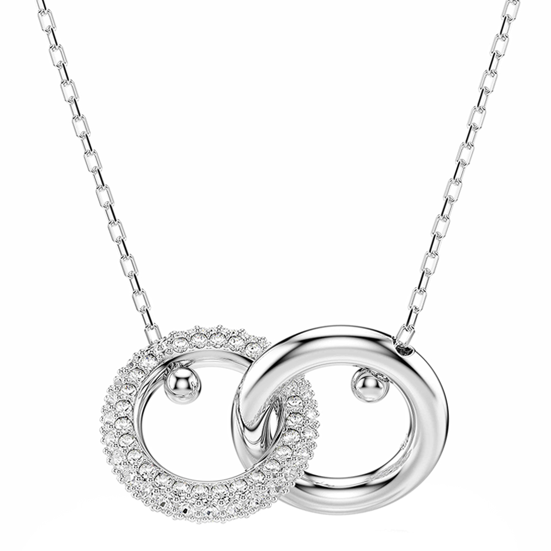 SWAROVSKI Women's   Silver Rhodium Dextera Pendant Interlocking Loop Necklace in Size 38, BrandAlley