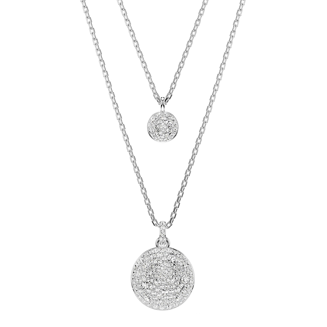SWAROVSKI Women's  Silver Rhodium Plated Sublima Layered Pendant Necklace in Size Extra Small, BrandAlley