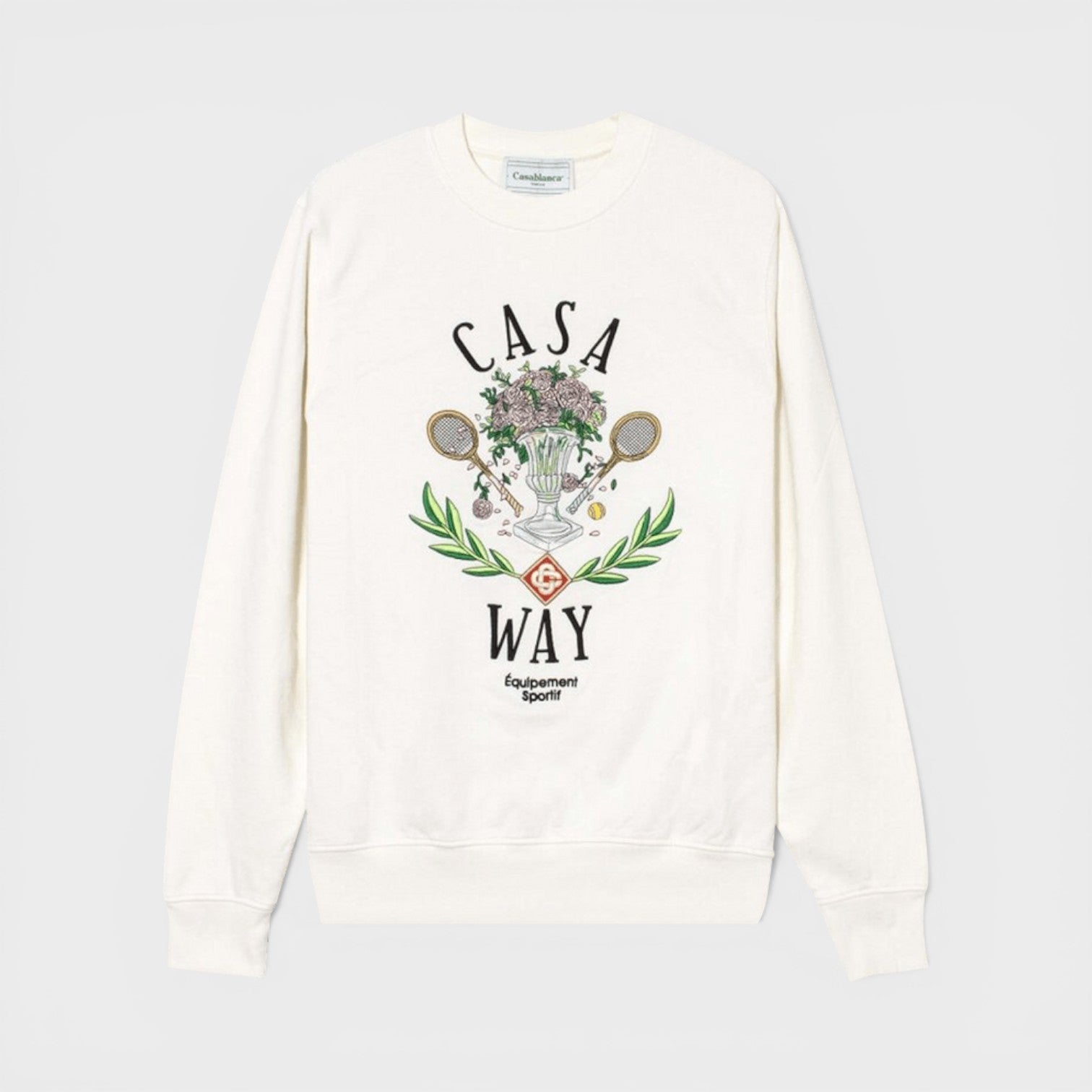 Casablanca Men's   White Embroidered Sweatshirt Casa Way Off in Size S, BrandAlley