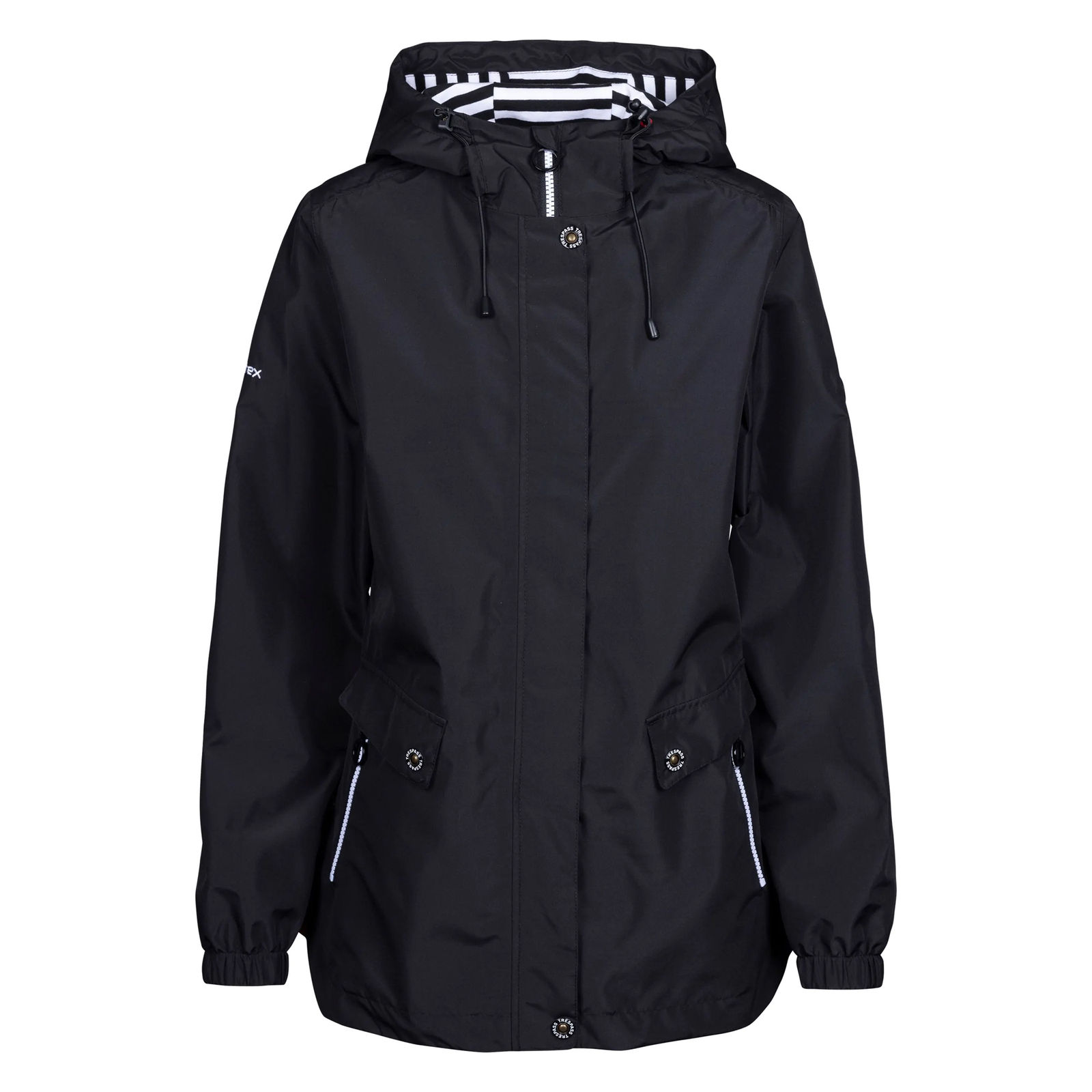 Trespass Women's  Waterproof Jacket Flourish Polyester Black in Size XXS, BrandAlley