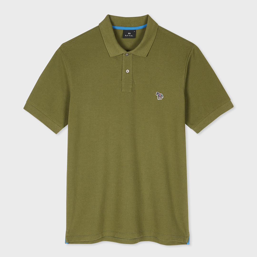 PAUL SMITH Men's  Khaki Green Polo Shirt with Zebra in Size S, BrandAlley