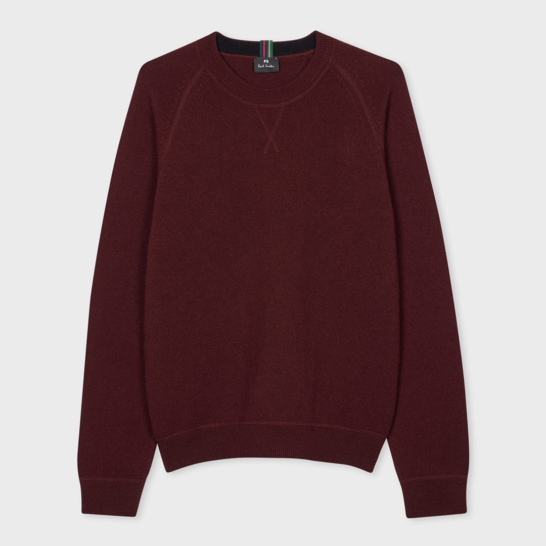 PAUL SMITH Men's  Burgundy Merino Wool Jumper in Size M, BrandAlley
