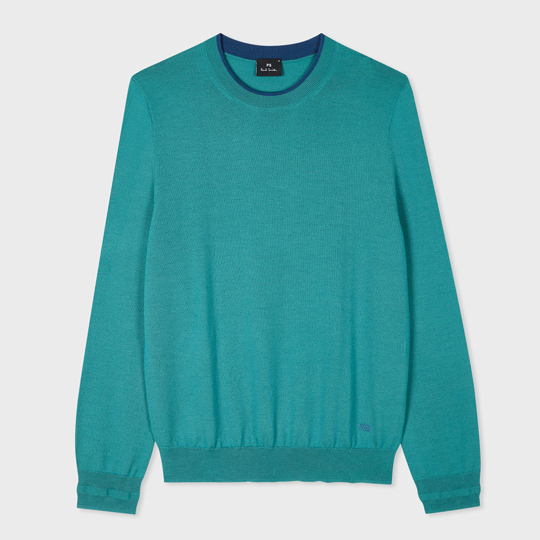 PAUL SMITH Men's  Blue Merino Wool Jumper in Size M, BrandAlley