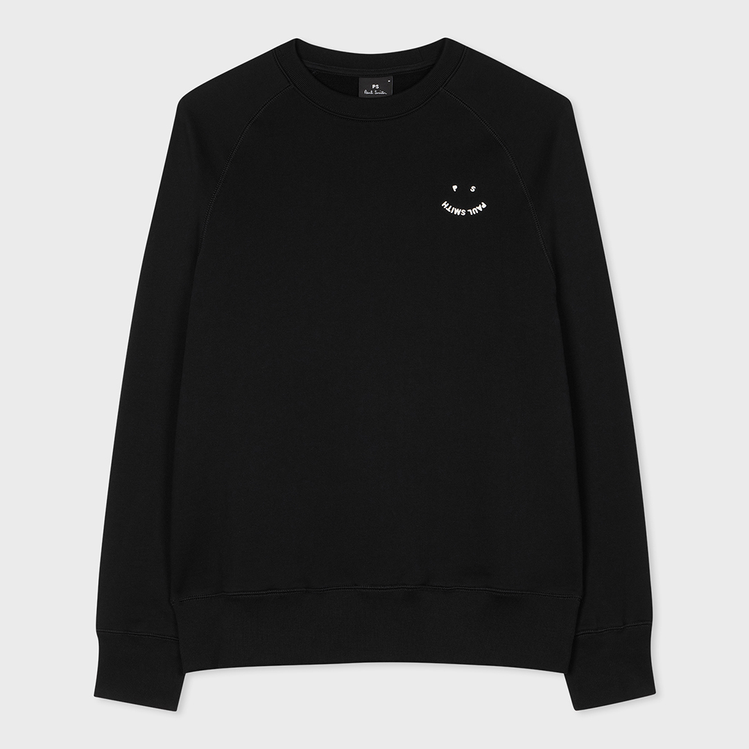 PAUL SMITH Men's   Black Happy Logo Jumper in Size S, BrandAlley