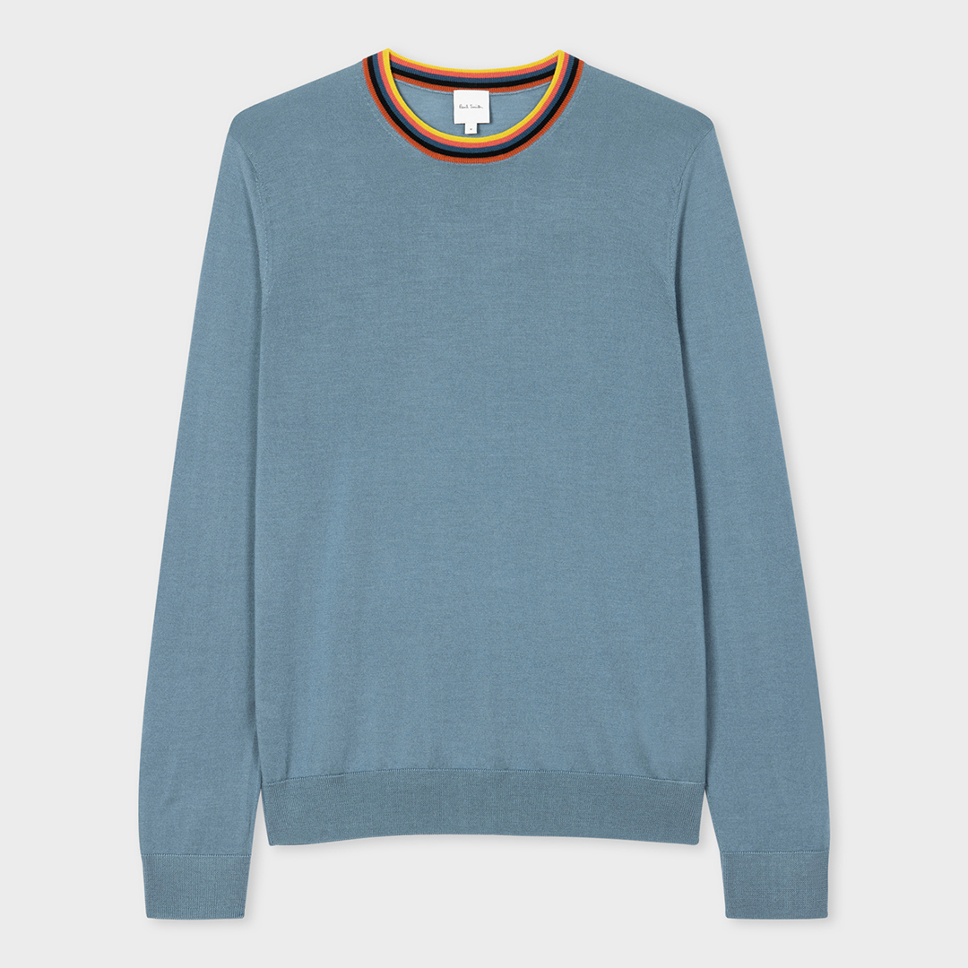PAUL SMITH Men's  Blue Merino Wool Jumper in Size XXL, BrandAlley