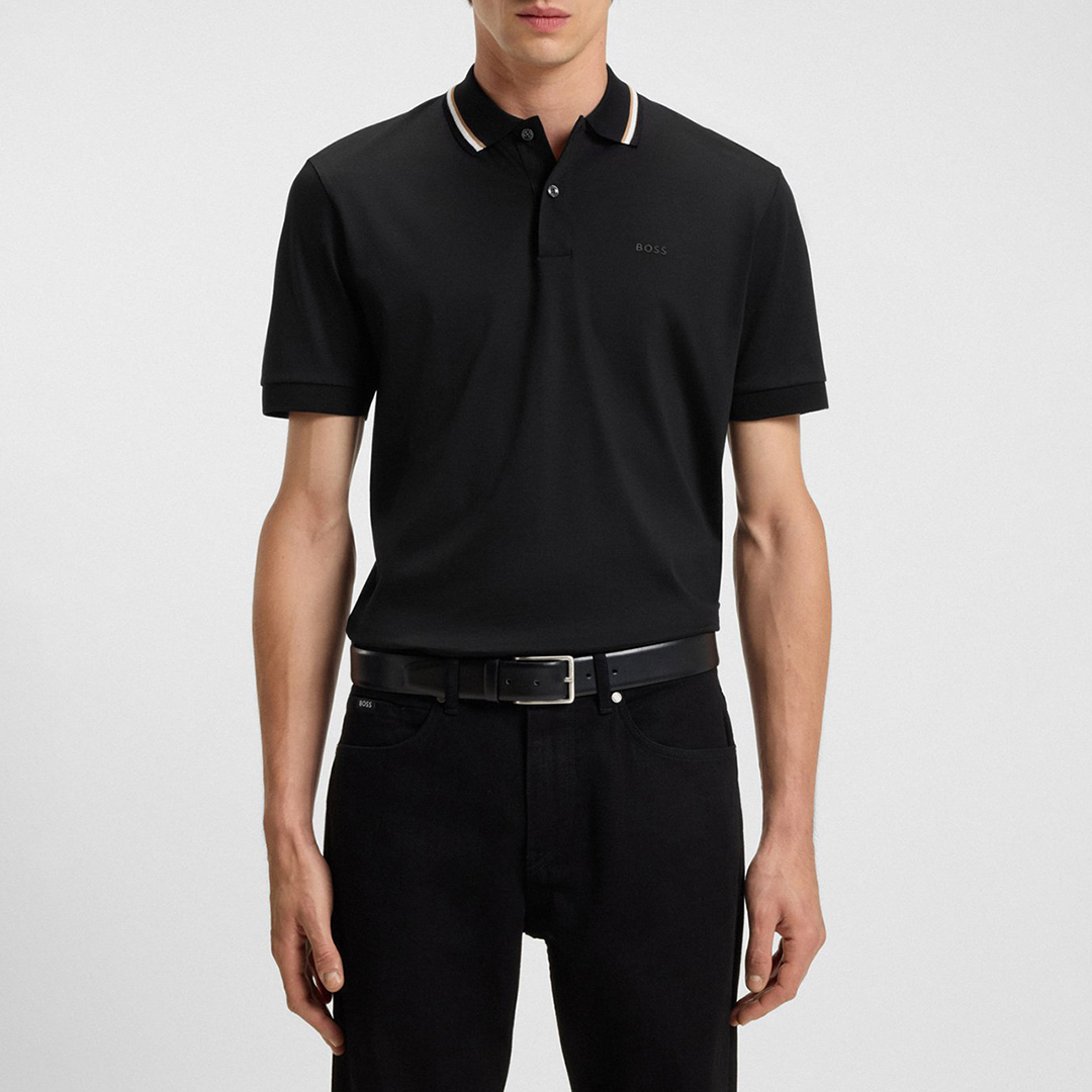 BOSS Men's   Black Penrose Tipped Slim Polo Shirt in Size M, BrandAlley