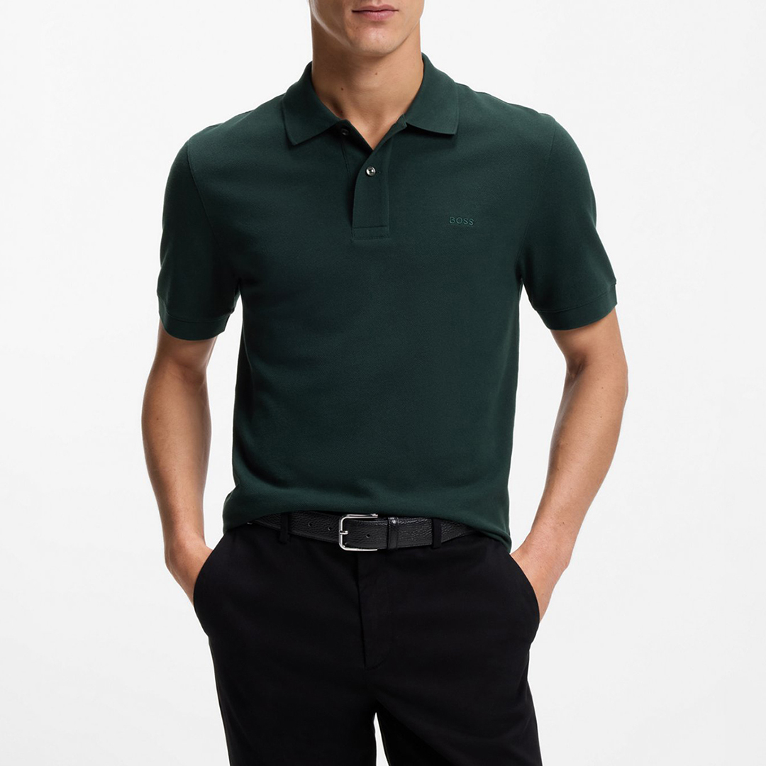 BOSS Men's   Green Dark Pallas Pique Polo Shirt in Size XL, BrandAlley
