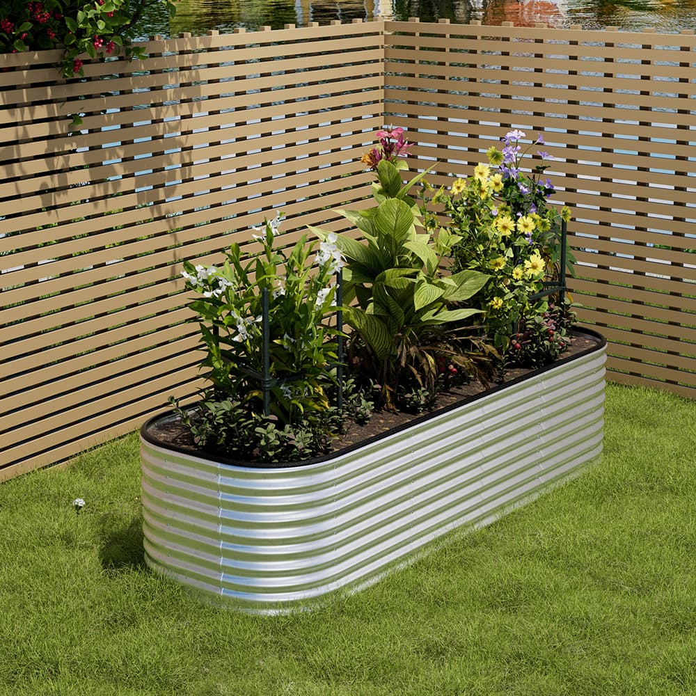 Living and Home   Gardens Planter Oval-Shaped Galvanized Steel Raised Garden Bed - Sliver in Size Large, BrandAlley