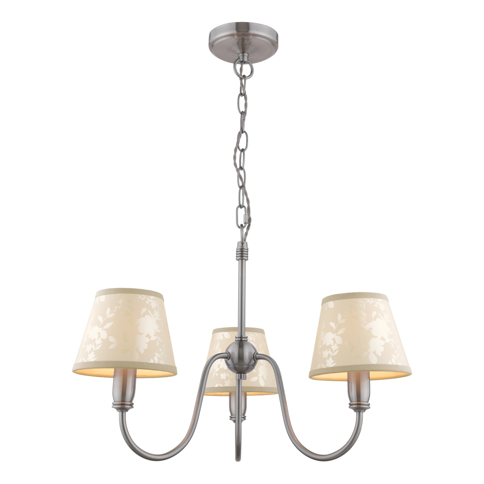 The Lighting Studio   Laura Ashley Westbourne 3 Light Armed Pendant Polished Pewter With Shade in Size 3, BrandAlley