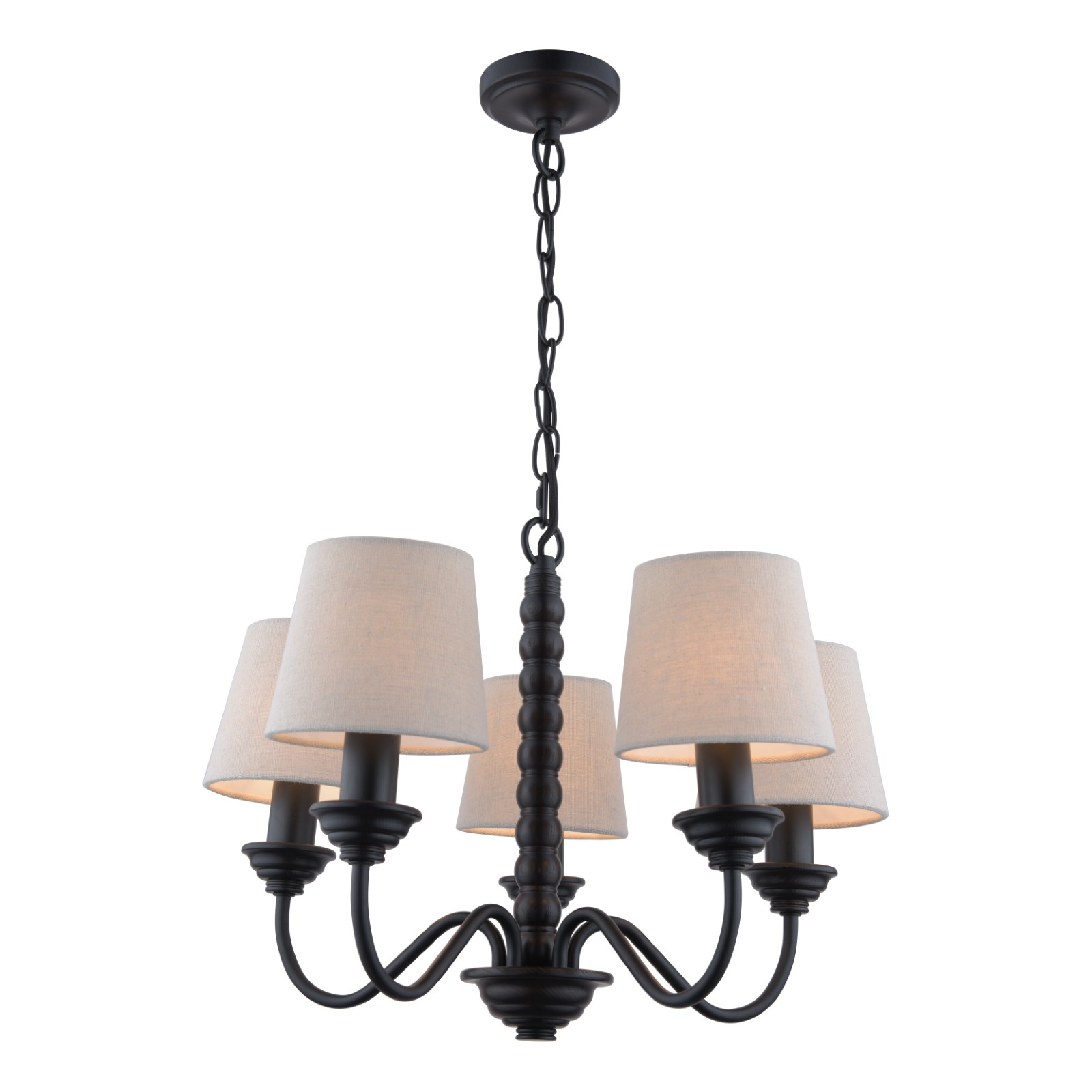 The Lighting Studio    Black Laura Ashley Norbury 5 Light Armed Pendant Matt With Shade in Size 5, BrandAlley