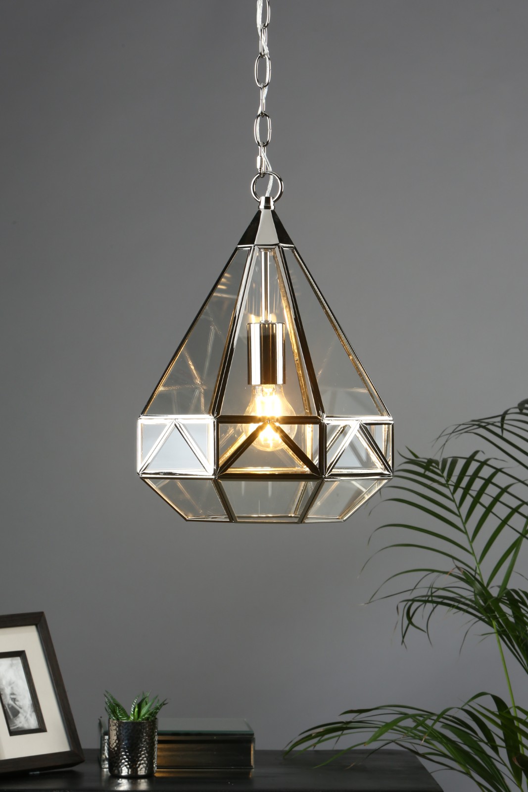 The Lighting Studio   Laura Ashley Zaria Pendant Polished Silver Glass, BrandAlley