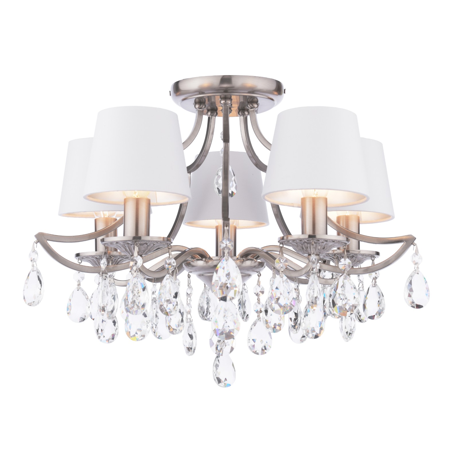 The Lighting Studio   Laura Ashley Enstone 5 Light Semi-Flush Polished Nickel and Crystal With Shade in Size 5, BrandAlley