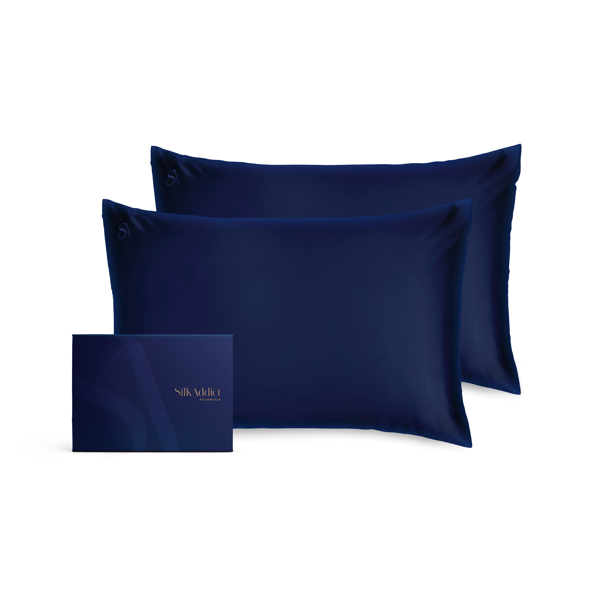 Silk Addict   100% Mulberry Silk Pillowcase Twinpack - Navy, BrandAlley