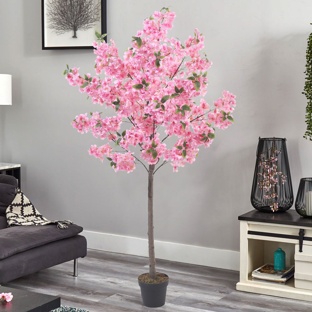 Living and Home    Pink Artificial Cherry Blossom Tree Potted Plant in Size Large, BrandAlley