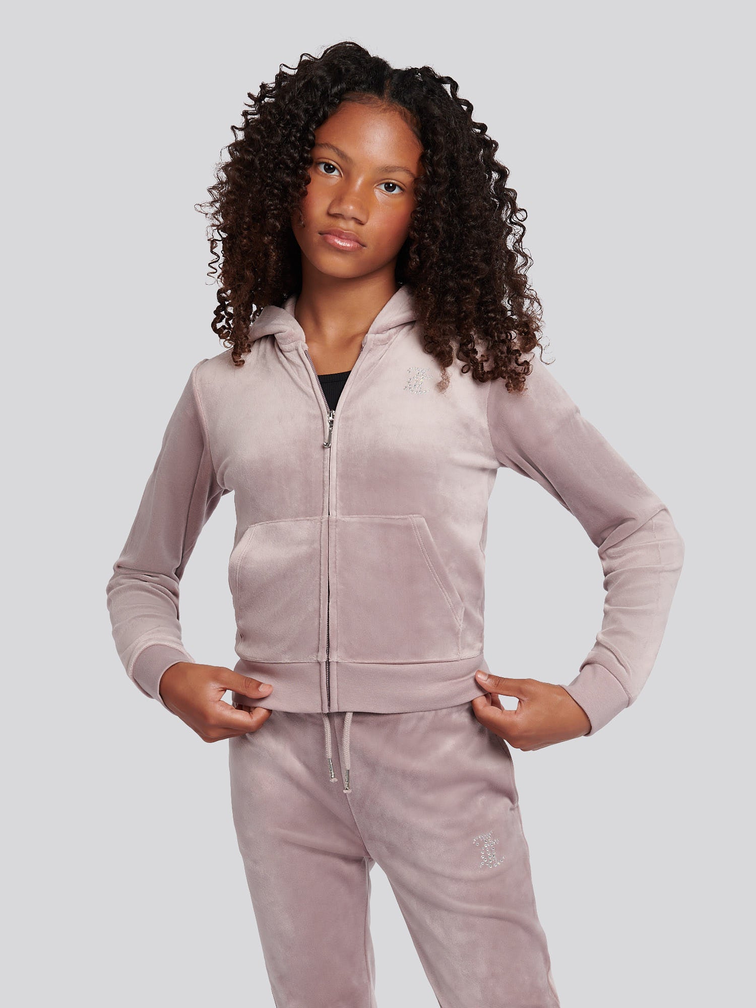 Juicy Couture Girls   Diamante Zip Through Hoodie Purple Dove in Size 14/15 Years, BrandAlley