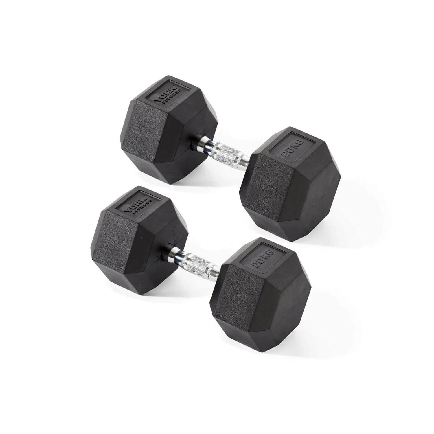 York   Fitness Rubber Hex Dumbbells - Pair of 20kg , BrandAlley