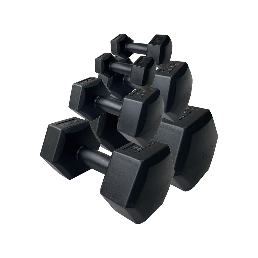 HXGN    Black 12Kg Hex Dumbbell Set 6-Pack , BrandAlley