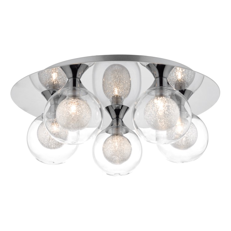 Dar Lighting    Silver Zeke 5 Light Flush Polished Chrome in Size 5, BrandAlley