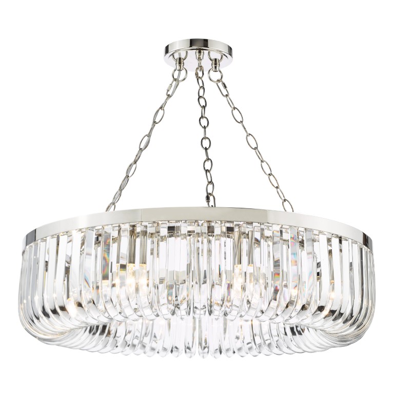 Dar Lighting   Sigourney 8 Light Pendant Polished Nickel and Crystal in Size 8, BrandAlley