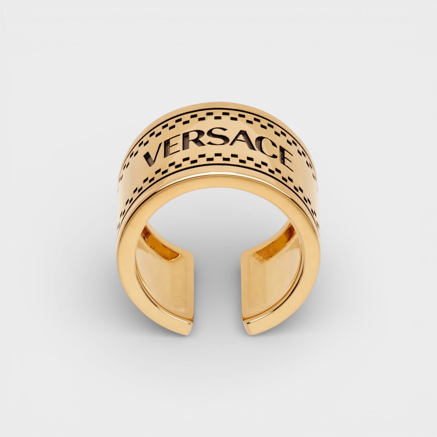 Versace Men's  Logo Engraved Chunky Ring in Size 21, BrandAlley