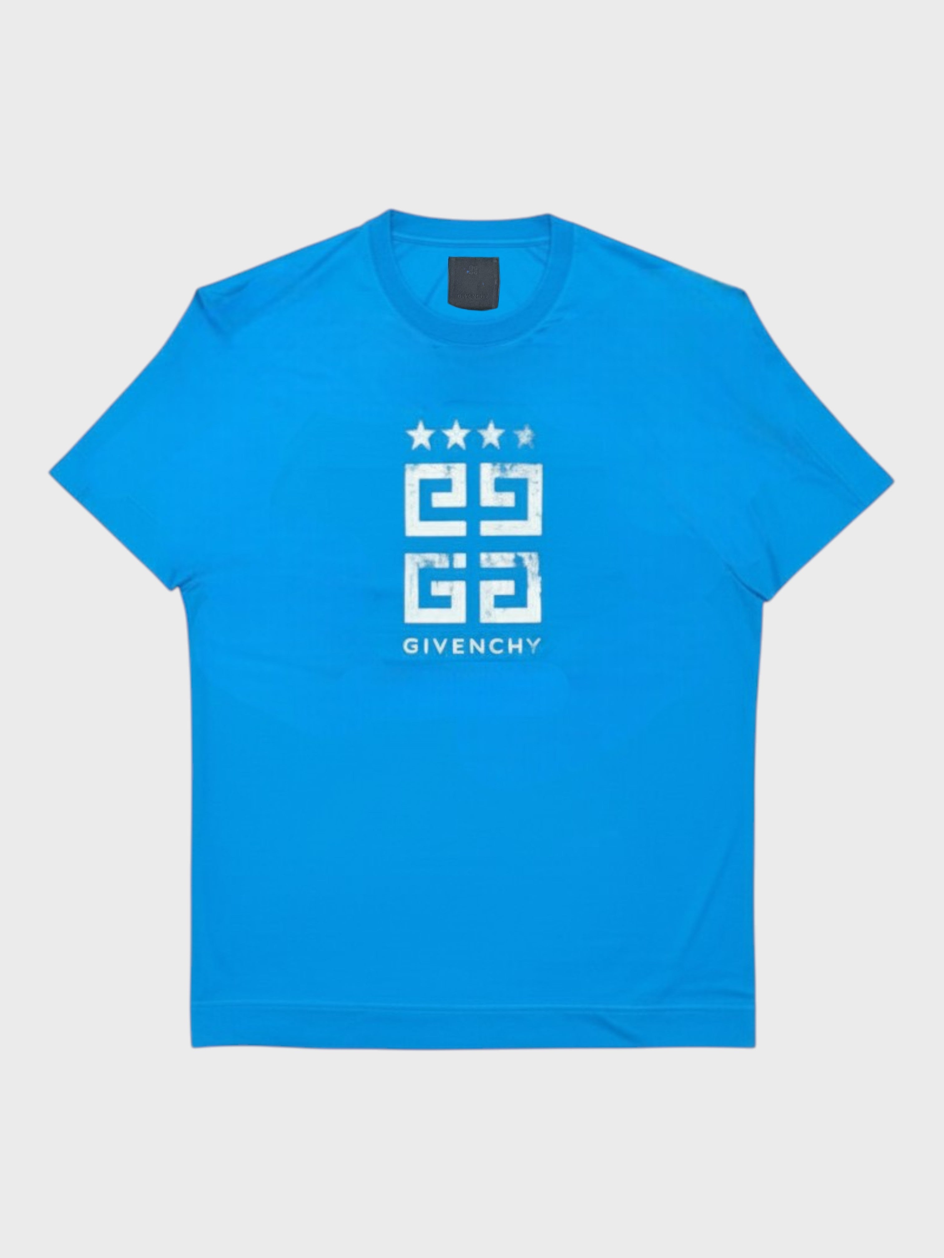 Givenchy Men's  4G Emblem Slim Fit T Shirt Mineral Blue in Size L, BrandAlley