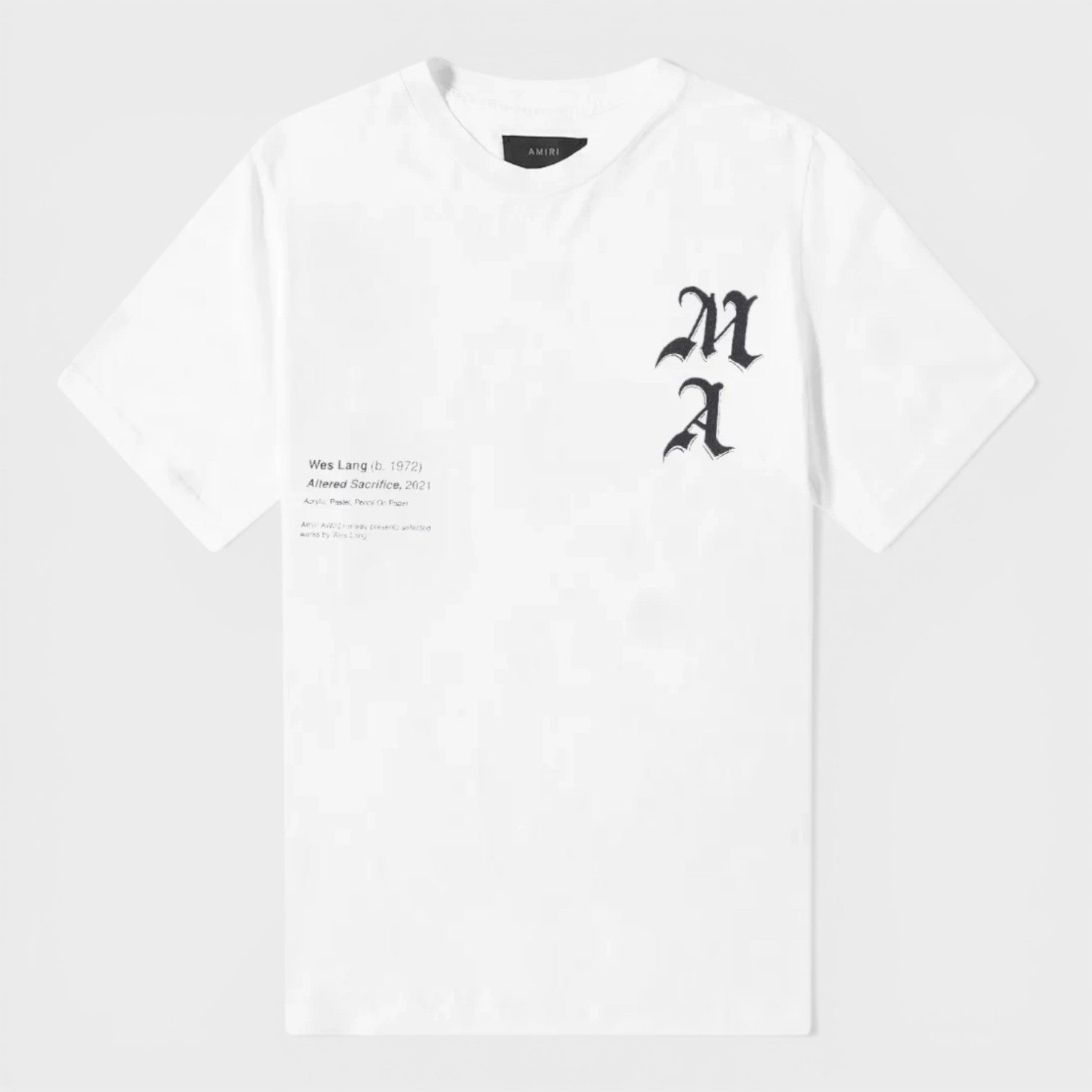 Amiri Men's   White Wes Lang Checker Skull T Shirt in Size L, BrandAlley