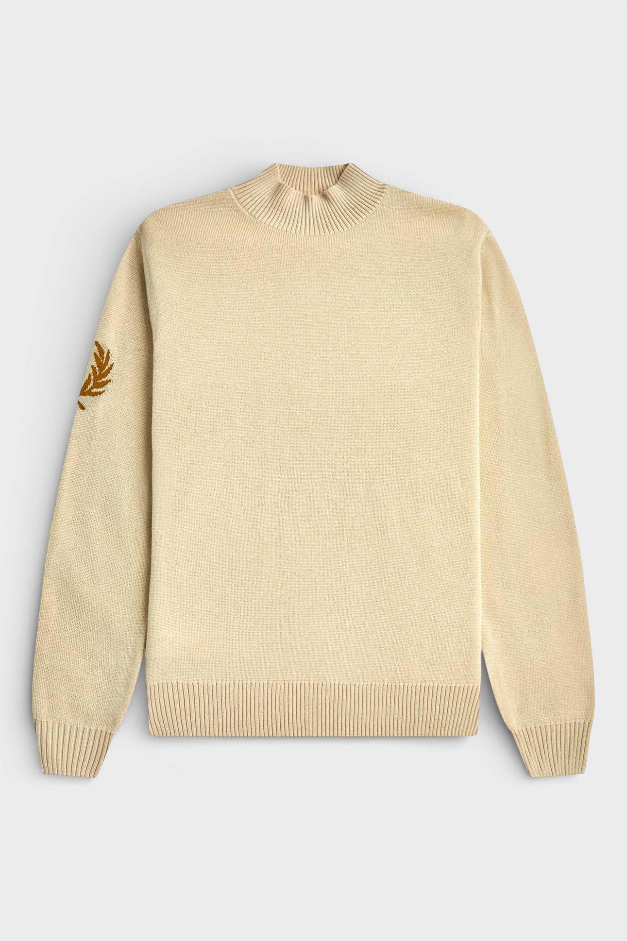 Fred Perry Men's  Laurel Wreath Mock Neck Jumper Oatmeal in Size XXL, BrandAlley