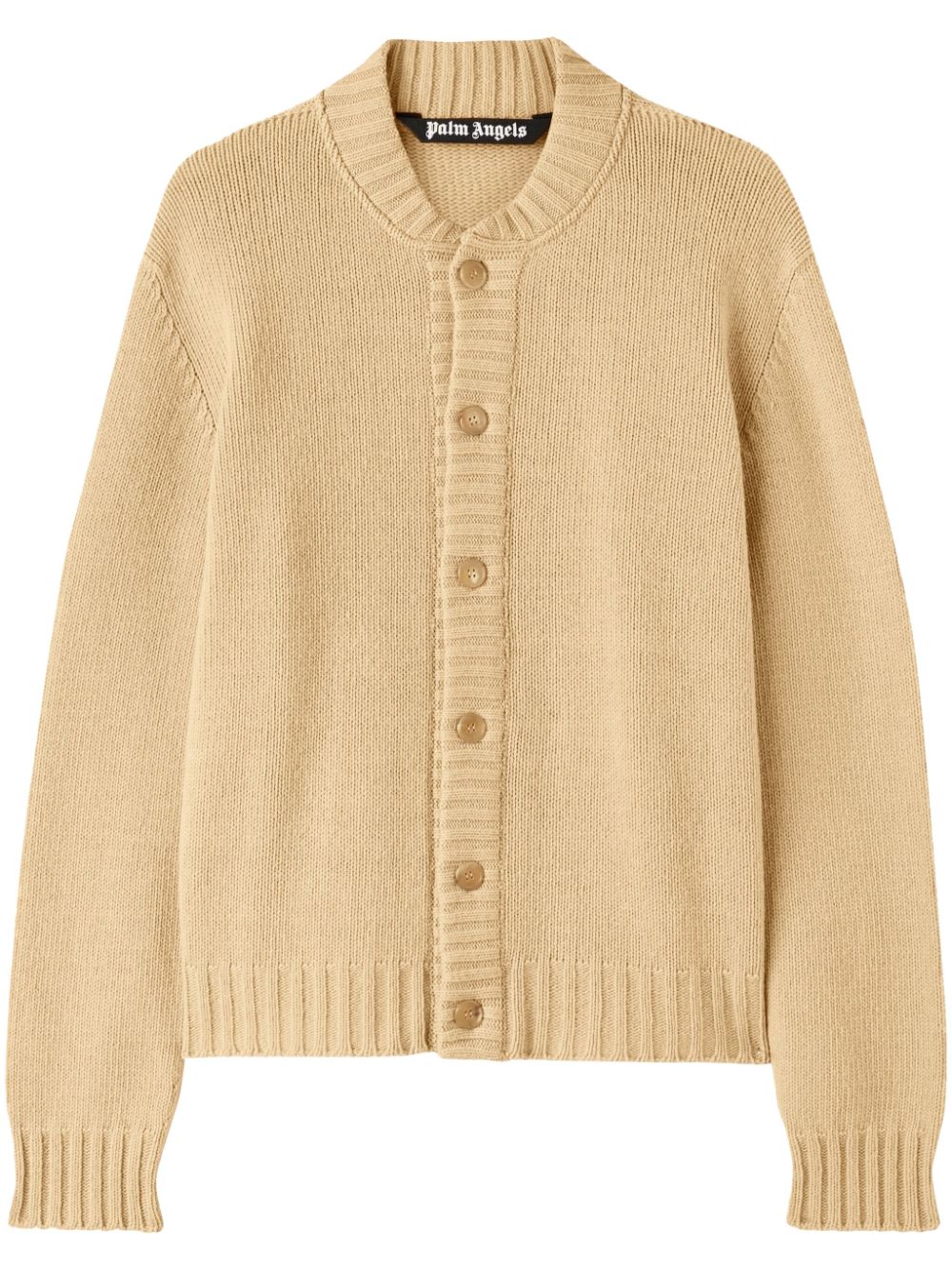 Palm Angels Men's  Curved Logo Cardigan Beige in Size M, BrandAlley
