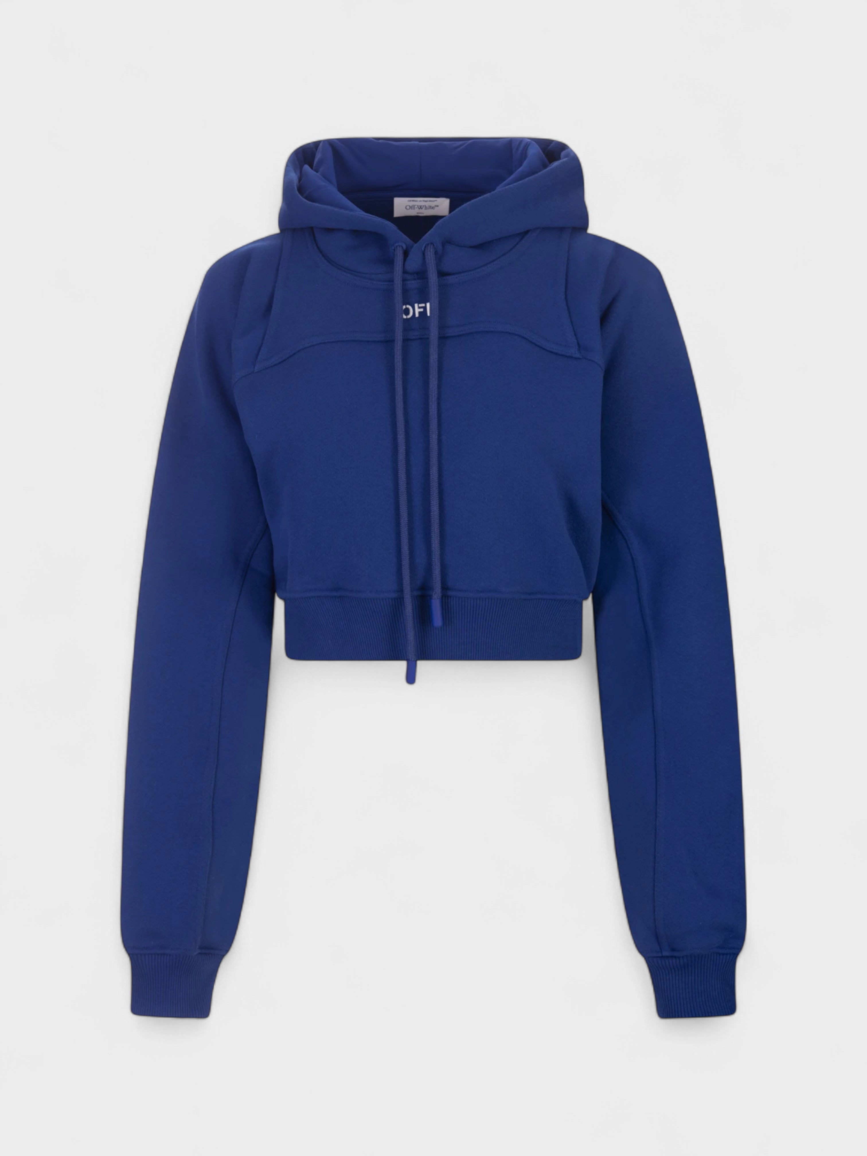 Off-White Women's  Off Stamp Round Crop Hoodie Blue in Size M, BrandAlley